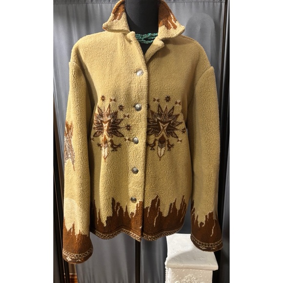 RARE VINTAGE Native American Coat Schaefer Outfitter Warm Fleece, Made USA LARGE - Picture 7 of 10